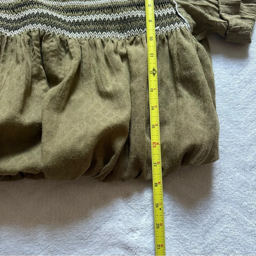 Free People Wandering Skies Smocked Boho Top Green Size XS - Picture 8 of 8
